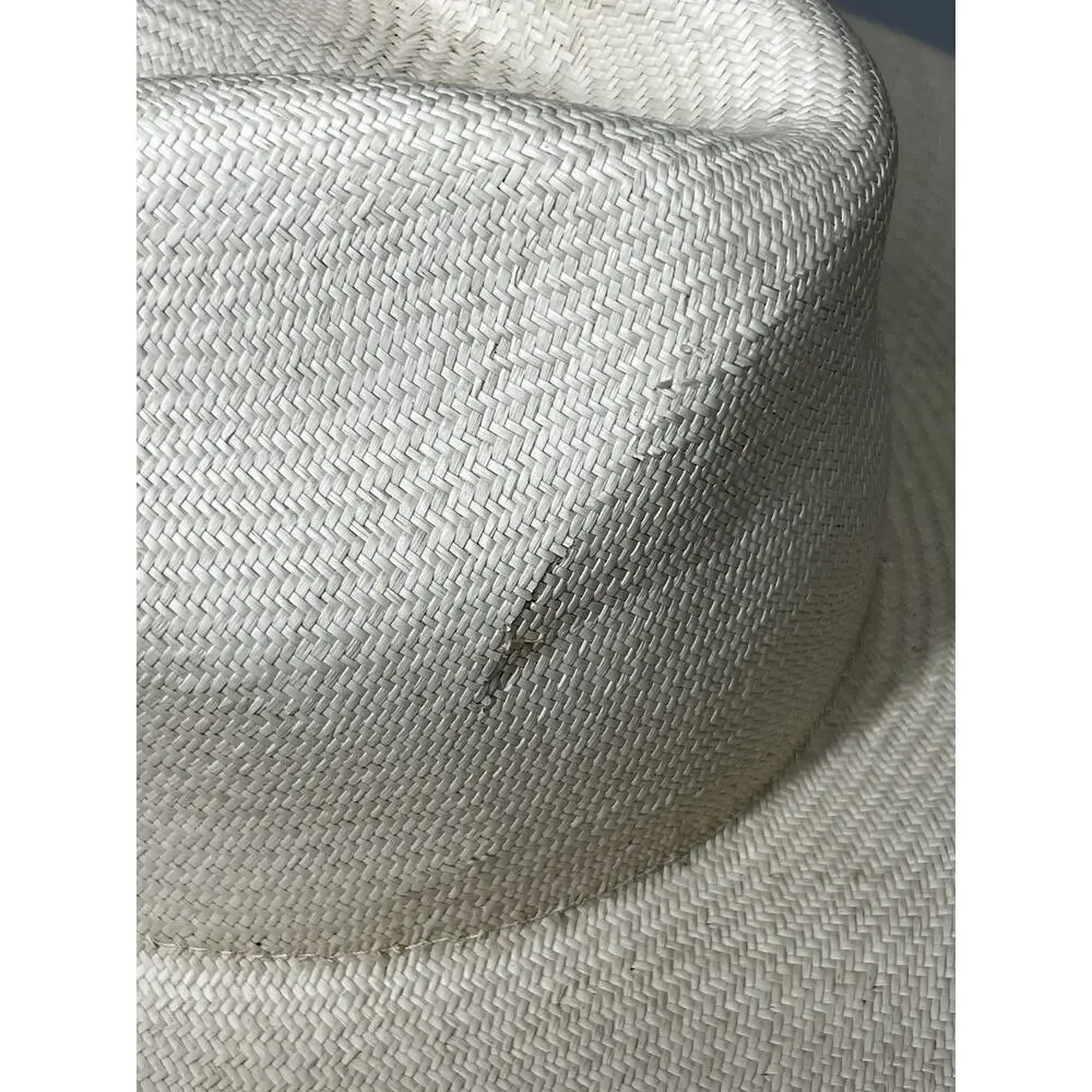 Woven Straw Panama Fedora Sun Hat Santa Fe Hat Co Montecristi Size 60 XL Damaged